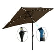 thumbnail image 3 of 10 ft x 6.5 ft Rectangular Solar Powered Aluminum Polyester LED Lighted Patio Umbrella w/Tilt Adjustment and Fade-Resistant Fabric, Chocolate, 3 of 5
