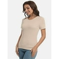 thumbnail image 5 of Women's Crew Neck Ribbed Fitted Shirt Basic Short Sleeves Summer T Shirt Tops, 5 of 7