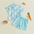 thumbnail image 4 of Toddler Boys Easter Outfit Bow Tie Button Up Short Sleeve Shirt Casual Shorts Set Baby Summer Clothes Cute Outfits, 4 of 4