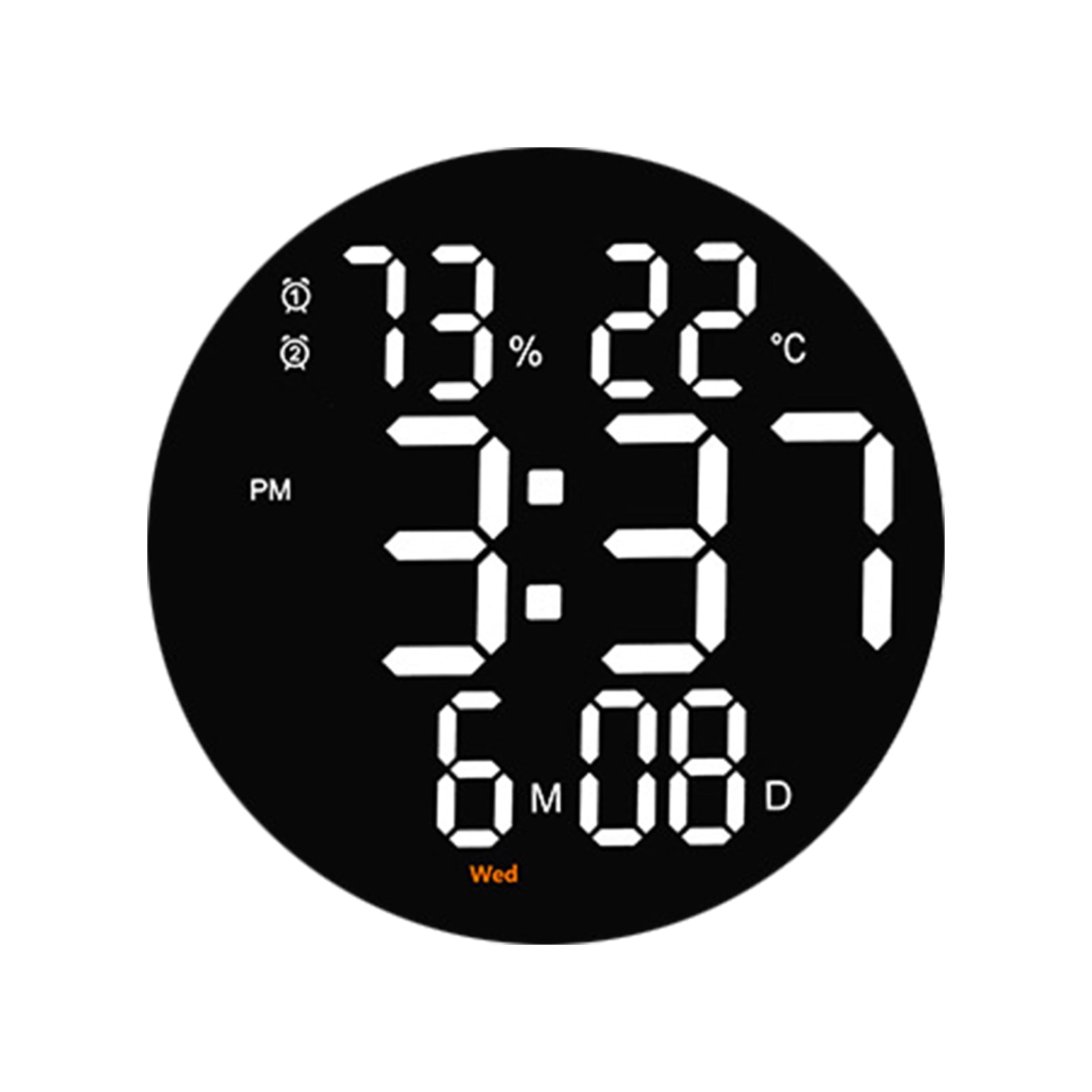 Waroomhouse LED Wall Clock Multifunctional Temperature Humidity Display ...