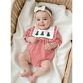 thumbnail image 6 of Spewahor Infant Baby Girl Christmas Romper 0 3 6 12 18 Months Striped Holiday Tree Ruffle Trim Long Sleeve Bodysuit, 6 of 9