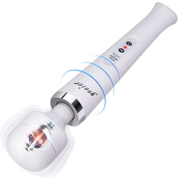 Cordless Personal Wand Electric Massager with 10 Powerful Pulse Settings, Rechargeable Handheld Back Massager Wand Massage for Deep Muscles Pain Relief (White)