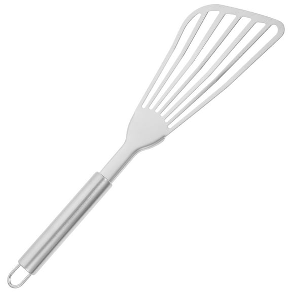 LIFKOME Premium Stainless Steel Fried Fish Spatula Long Handle Kitchen Gadget for Home Use Silver 1Pc