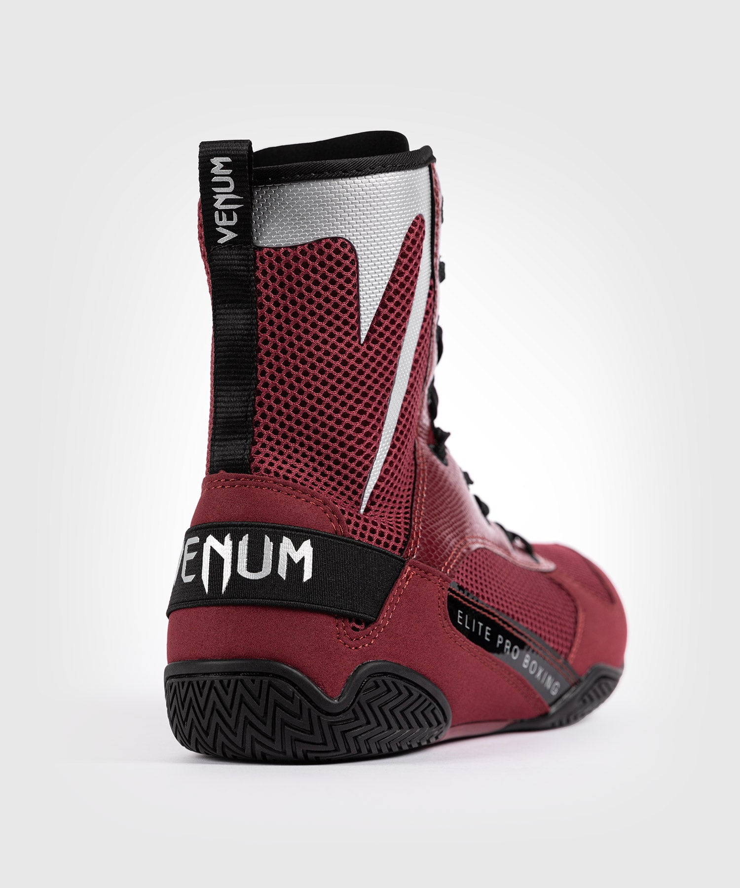 Venum Elite Boxing Shoes - Burgundy / Silver - M10.5/W12