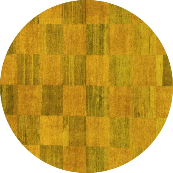 Ahgly Company Indoor Round Oriental Yellow Modern Area Rugs, 3' Round