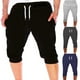 thumbnail image 5 of Pantalones cortos casuales de algodón qucoqpe para hombre, pantalones capri 3/4 para correr, transpirables, por debajo de la rodilla, con dos bolsillos, 5 of 5