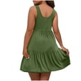 thumbnail image 3 of Womens Plus Size Summer Sundress Sleeveless Tiered Tank Dresses Casual High Waist Dress Curvy Women Outfits Army Green, 4XL, 3 of 7