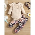 thumbnail image 6 of Dooleck Infant Girl Clothes Ribbed Outfit Ruffle Bodysuit Halen Pant Set Sleepwear, 6 of 8