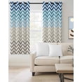 thumbnail image 2 of Blue Brown Blackout Curtains for Bedroom Living Room Darkening Curtains 54 Inch Long Modern Chevron Waves Khaki Geometric Stripes Short Curtain for Small Window Treatment Grommet Drapes 42"x54"x2, 2 of 9