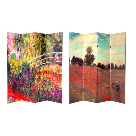 - Reversible 70.88 in. Tall Monet Canvas Folding Screen - 4 Panels