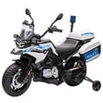 thumbnail image 1 of CazToi Moto de Police BMW sous Licence 12V pour Enfants à Chevaucher Roues Stabilisatrices 2 Vitesses Lumières LED Rangement MP3 Cadeau, 1 of 8