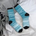 thumbnail image 5 of Balery Teal Turquoise Fluid Stripes Pattern Crew Socks Unisex– Soft & Breathable Socks for Men & Women, One-Size Fits Most (US 5-11), Comfortable & Durable for Daily Wear, 5 of 6
