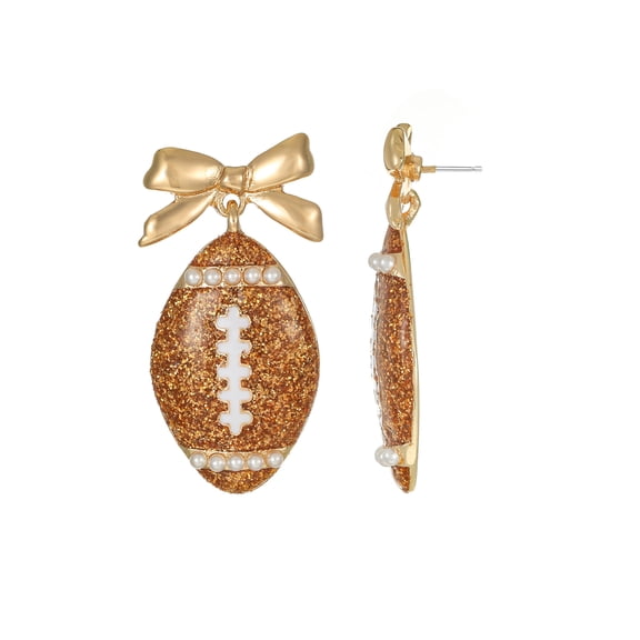 Packed Party Touchdown Glam Bow Football Earrings