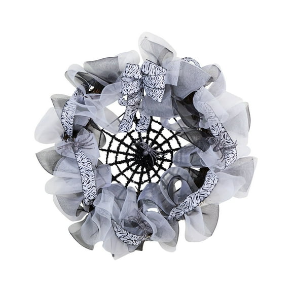 Nearly Natural 26in. Halloween Spider Web Mesh Wreath