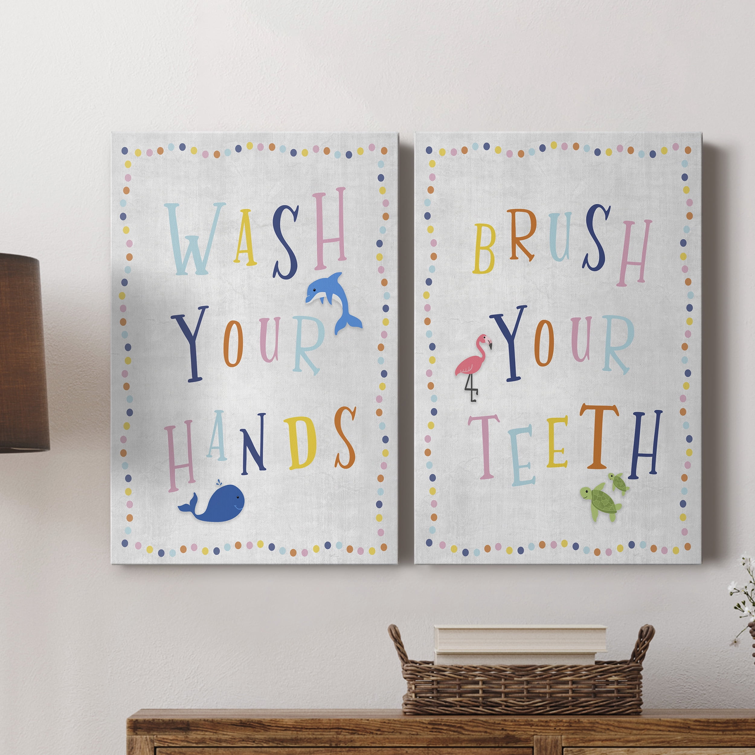 Wash Your Hands Premium Gallery Wrapped Canvas - Ready to Hang - Set of 2 - 12 x 18 Each