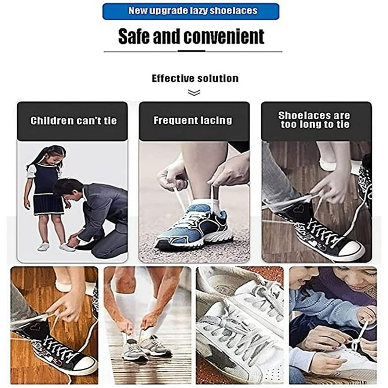 2 Pairs Lazy No Tie Elastic Tieless Flat Lock Laces Shoe Laces Strings for  Kids Adults Running Jogging Athletic Sports