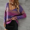 thumbnail image 2 of Fesfesfes Women Sweaters Casual Toose Long Sleeve Pulloper Sweater Gradiant Printed Sweater Plus Size $10, 2 of 8
