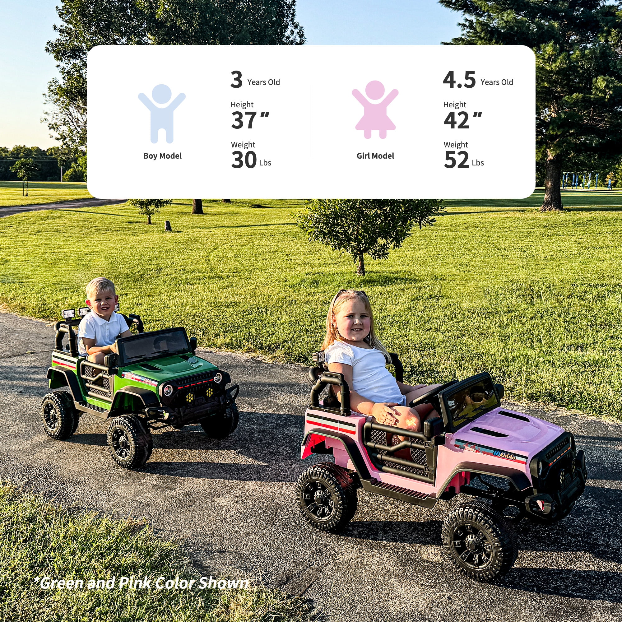 Hikiddo Kids Ride on Truck Car, 12V Ride on Toy Electric Cars for Kids w/ Remote, Bluetooth - Army Green