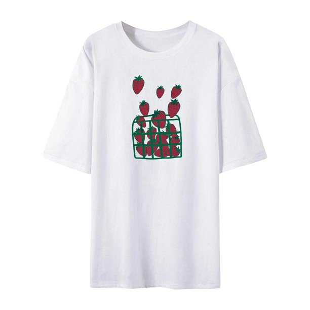 Camiseta para mujer, camiseta para mujer, camisetas de manga corta, ropa sencilla clásica, Camiseta básica para senderismo, compras, trabajo, uso diar blanco