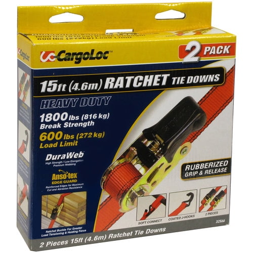 1-Inch x 15-Feet CargoLoc Ratchet Tie Downs 1500-Pound 4-Piece Allied International 84059