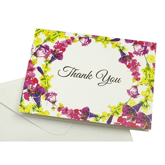 Darling Souvenir Floral Design Mariage Merci Cartes de Voeux Pack de 36 Pcs avec Enveloppes Blanches