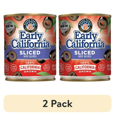 (2 pack) Early California Sliced Ripe Olives 3.8 oz Can - No Artificial Colors & Major Allergens Free