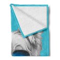 thumbnail image 2 of Yorkie Soft Flannel Fleece Throw Blanket, Yorkshire Terrier Portrait with Cool Mirror Sunglasses Hand Drawn Animal Art, Cozy Plush for Indoor and Outdoor Use, 50" x 60", Blue White, by Ambesonne, 2 of 5