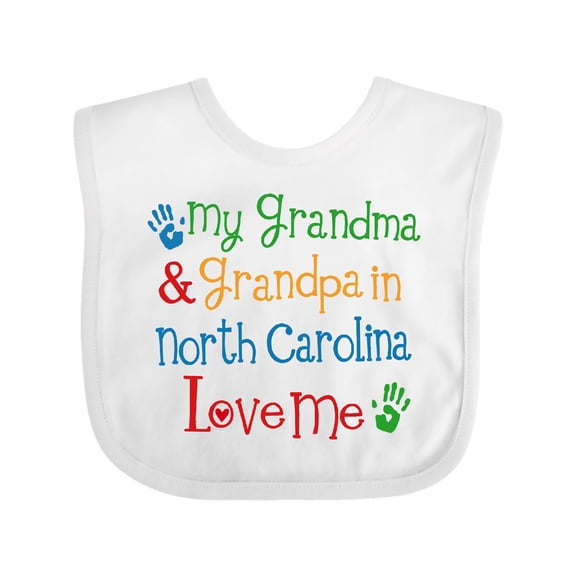 Inktastic North Carolina Grandma Loves Me Boys or Girls Baby Bib