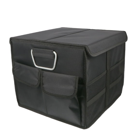 Worgeous  Car Storage Box Trunk Organizer Small Collapsible Bins Work Black