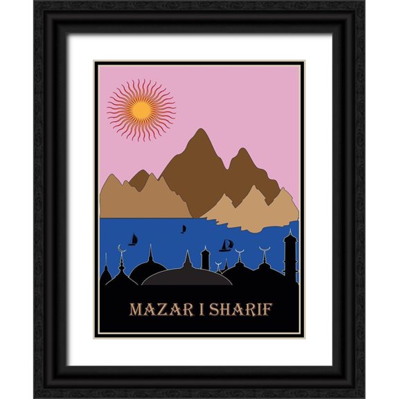Has 19x24 Black Ornate Wood Framed with Double Matting Museum Art Print Titled - Mazar