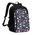 thumbnail image 1 of Balery Floral Rabbit Mochila con carga USB para hombre y mujer - Mochila impermeable y antirrobo para laptop con puerto USB para viajes, trabajo, 1 of 7