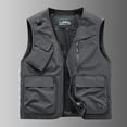 thumbnail image 2 of RYDCOT Men's Casual Lightweight Outdoor Fishing Work Sai Travel Photo Cargo Vest Sleeveless Jacket Multi Pockets Gray, 2 of 7