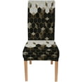 thumbnail image 2 of Chair Covers for Dining Room Set of 4,Hexagon Gold Cubic Spandex Stretch Dining Room Chair Cover,Removable Washable Kitchen Parsons Chair Covers Seat Slipcovers, 2 of 6