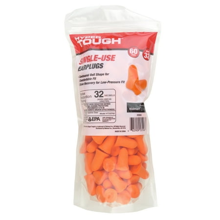 HyperTough Single-Use Foam Earplugs 60 Pair Pack