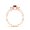 thumbnail image 2 of ANGARA Natural Classic Three Stone Ruby and Diamond Ring in 14K Rose Gold for Women (Size-5mm) | July Birthstone, Birthday, Anniversary, Jewelry Gift for Women | Natural Ruby Ring, 2 of 9