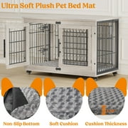 GIKPAL 38-Inch Dog Crate With Wooden, 2 Door Heavy Duty Indoor Dog Cage with Pads and Wheels for Medium to Large Dogs up to 70 lbs