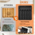 thumbnail image 3 of Expandable Silverware Organizer, Large Utensil Drawer Tray with 2 Knife Holders, 9 Slots, Non-Slip Base, Adjustable 13.2-22"W x 14.5-19"D, Black, 3 of 7