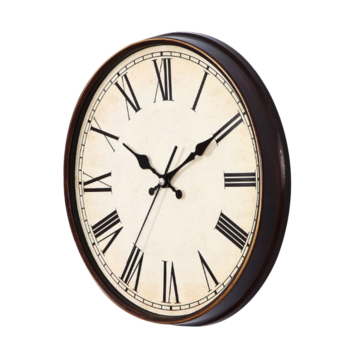 Masteelf Vintage Dial Clock European Round Roman Numeral Silent Clock 3D Large Decorative Wall Clock for Living Room Bedroom Kitchen