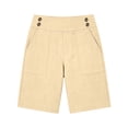 thumbnail image 5 of vigerkar High Waisted Shorts Women Cotton Button Detail Casual Shorts Vacation Short Pants with Pockets, Lightweight Classic Fit Summer Beach Travel (Beige, XL), 5 of 7