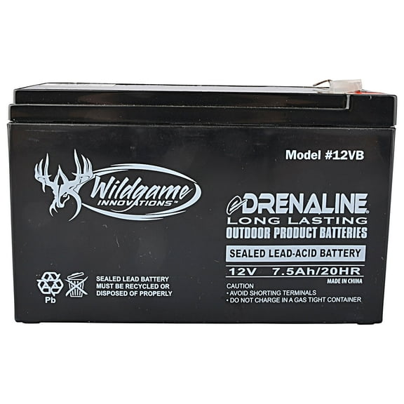 WILDGAME INNOVATIONS 12V Edrenaline Rechargeable Battery for Game Feeders Outdoor Long-Lasting Sealed Lead-Acid Tab Style Rechargeable Battery