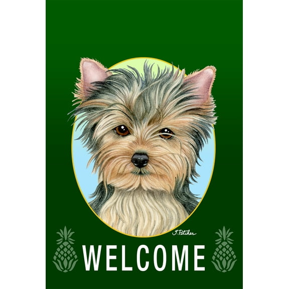Yorkie Puppy Cut - Best of Breed Welcome Pineapples House Flags