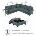 thumbnail image 4 of Bush Furniture Hudson 99W L Shaped Sectional Couch with Ottoman by  Turkish Blue Herringbone, 4 of 7