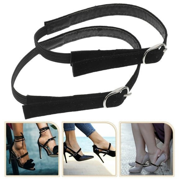 Supvox 2 Pairs High Heel Anti Loose Straps Shoe Accessories Fuzzy Material Black for Women
