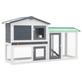 thumbnail image 1 of vidaXL Outdoor Large Rabbit Hutch Grey and White 145 x 45 x 84 Wood, 1 of 4