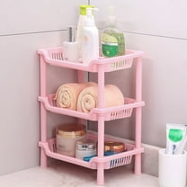 FELTECHELECTR 1Set ThreeLayer Storage Shelf Pink Plastic for Home Organization in Kitchen and Bathroom