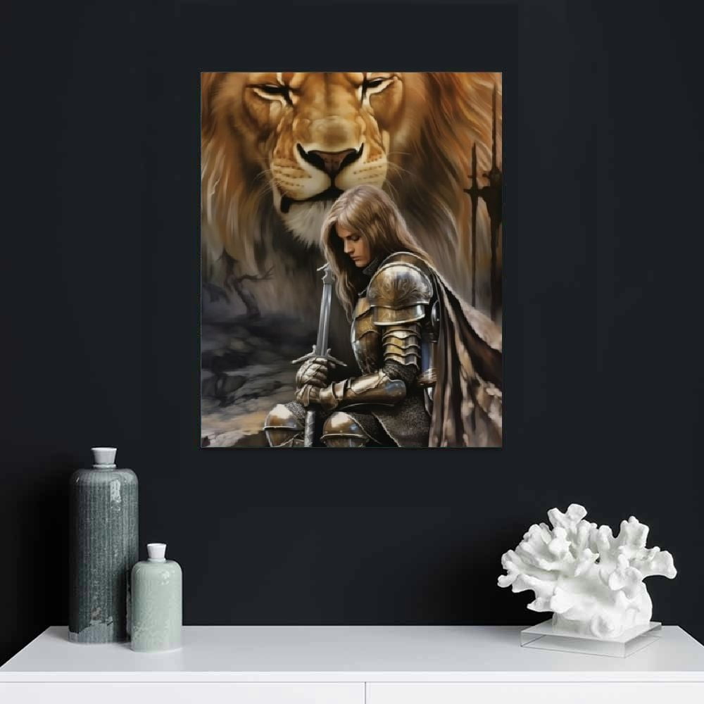COMIO Lion Woman Warrior, Woman Warrior of God, Lion of Judah, Religious Home Wall Art Deco Posters-gigapi Wall Art Paintings Canvas Wall Decor Home Decor Living Room Decor Aesthetic