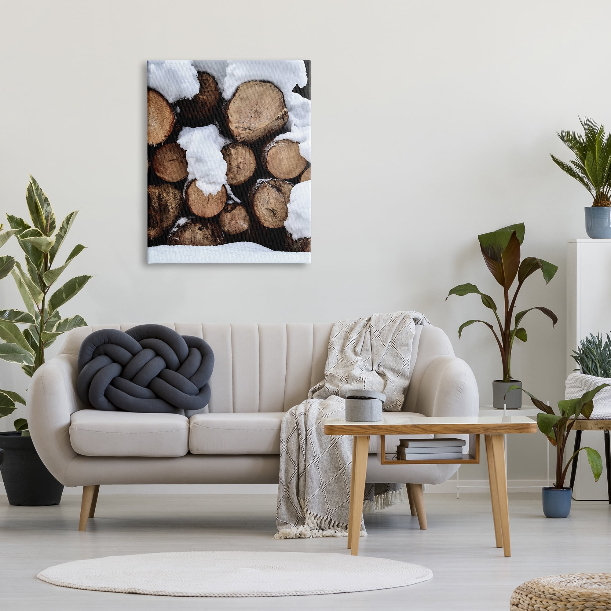 Stupell Industries Winter Snowy Logs Landscape Photography Gallery Wrapped Canvas Art Print Wall Art, 30 x 40