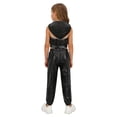 thumbnail image 5 of SiiRoh Girls Street Hip Hop Jazz Dance Outfits Sleeveless Sequin Hooded Vest Crop Top with Metallic Pants Set Black 16, 5 of 7