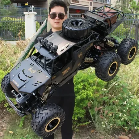 Metal Car Large 1:8 Scale 6 Wheel 4WD RC Truck Oversized Size 46CM 2.4Ghz RC Car Metal Alloy Body Remote Control Offroad 4x4 Vehicles Electric Toys Gifts for Boys Girls
