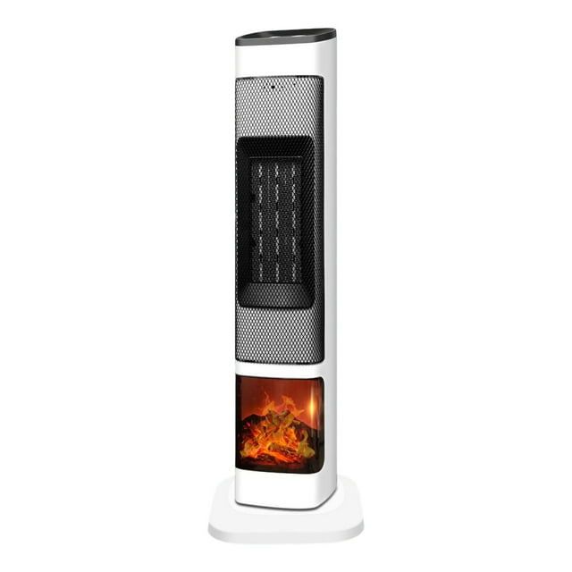 Calefactor eléctrico de torre, calefactor cerámico PTC con temporizador y protección contra sobrecalentamiento y vuelco, ideal para garaje y baño. Blanco